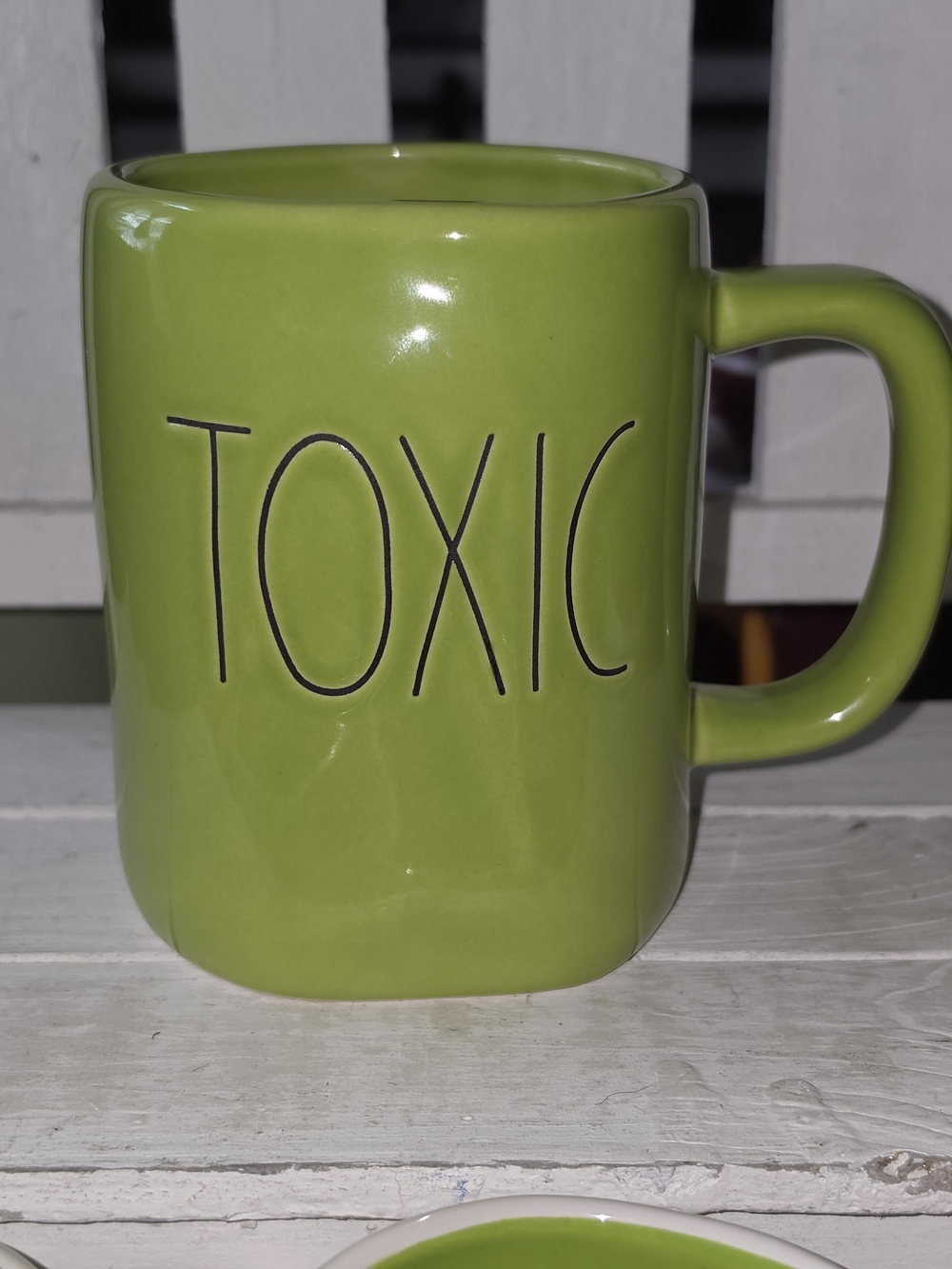 Rae Dunn Green "TOXIC" Ceramic Coffee Mug